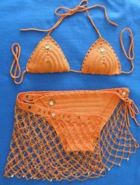 turuncu renkli pareolu örgü bikini modeli Örgü Dantel ve El işleri Sitesi